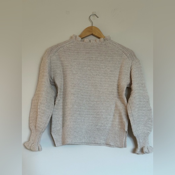 Madewell NWOT | Ruffle-Neck Sweater in Cotton-Merino Yarn - Picture 5 of 6